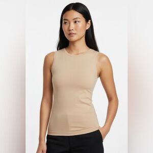 Express Body Contour Tank Top Beige Sleeveless Stretch Sculpting Top Size M